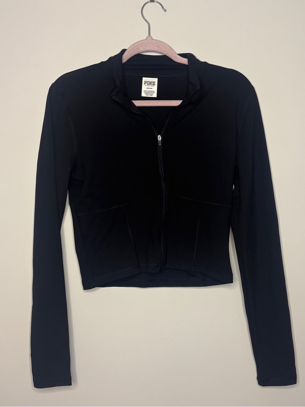 Victoria’s Secret PINK Cropped Zip-Up Sweatshirt Size Medium Black